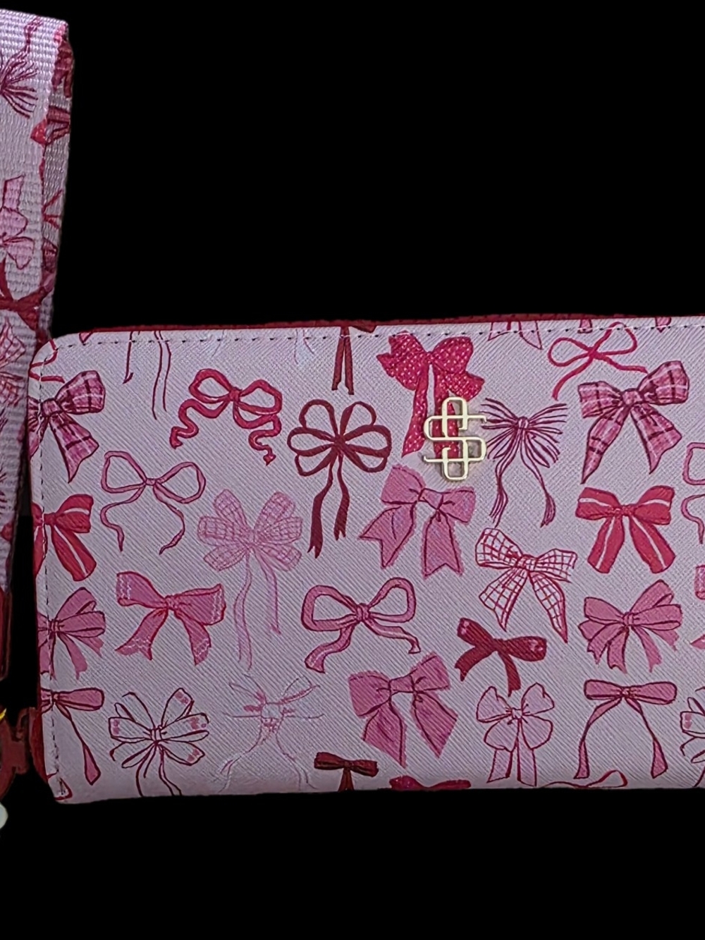 Simply Southern Pink Bow Print Wristlet Bag